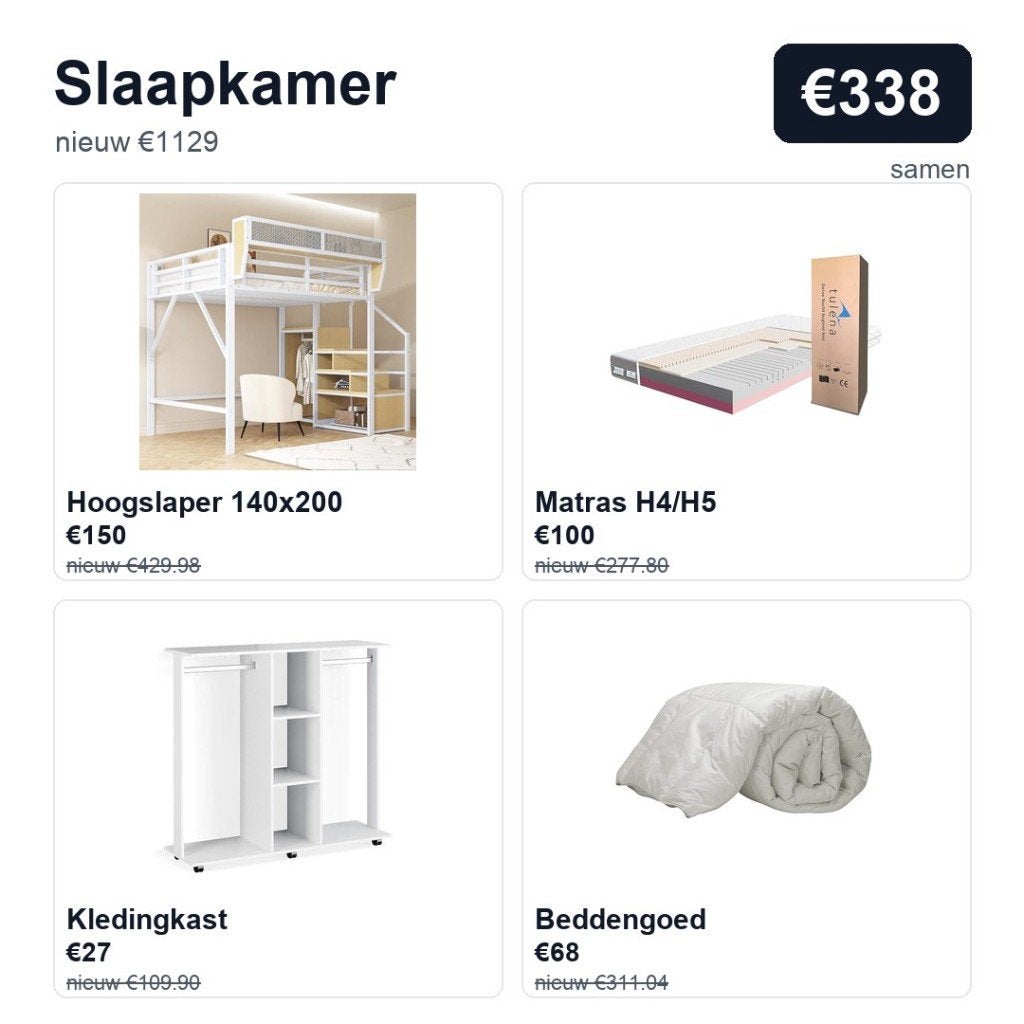 Slaapkamer 140x200 | nieuw €1.129, nu €338, Ophalen, Zo goed als nieuw, Tweepersoons