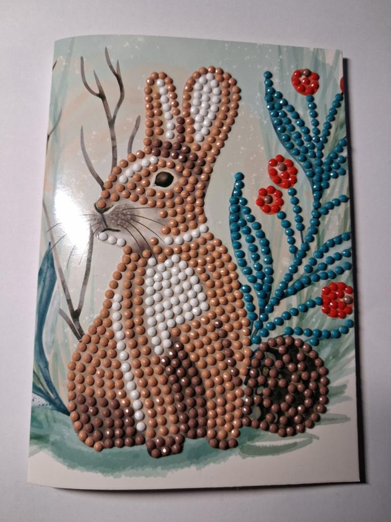 Diamond painting kaart konijntje, Hobby en Vrije tijd, Ophalen of Verzenden, Nieuw, Overige thema's