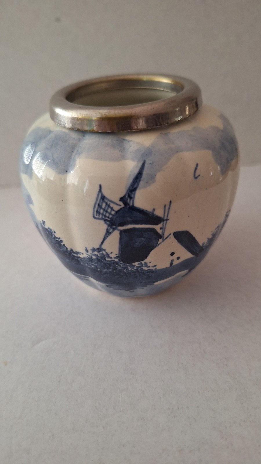 Delfts Blauw Miniatuur Vaasje met Molen Decoratie, Ophalen of Verzenden