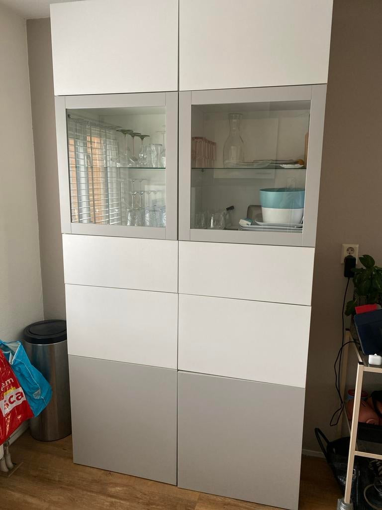 IKEA Besta kast met twee glazen deuren - 120x40x230 cm, Ophalen, Gebruikt, 100 tot 150 cm, 200 cm of meer