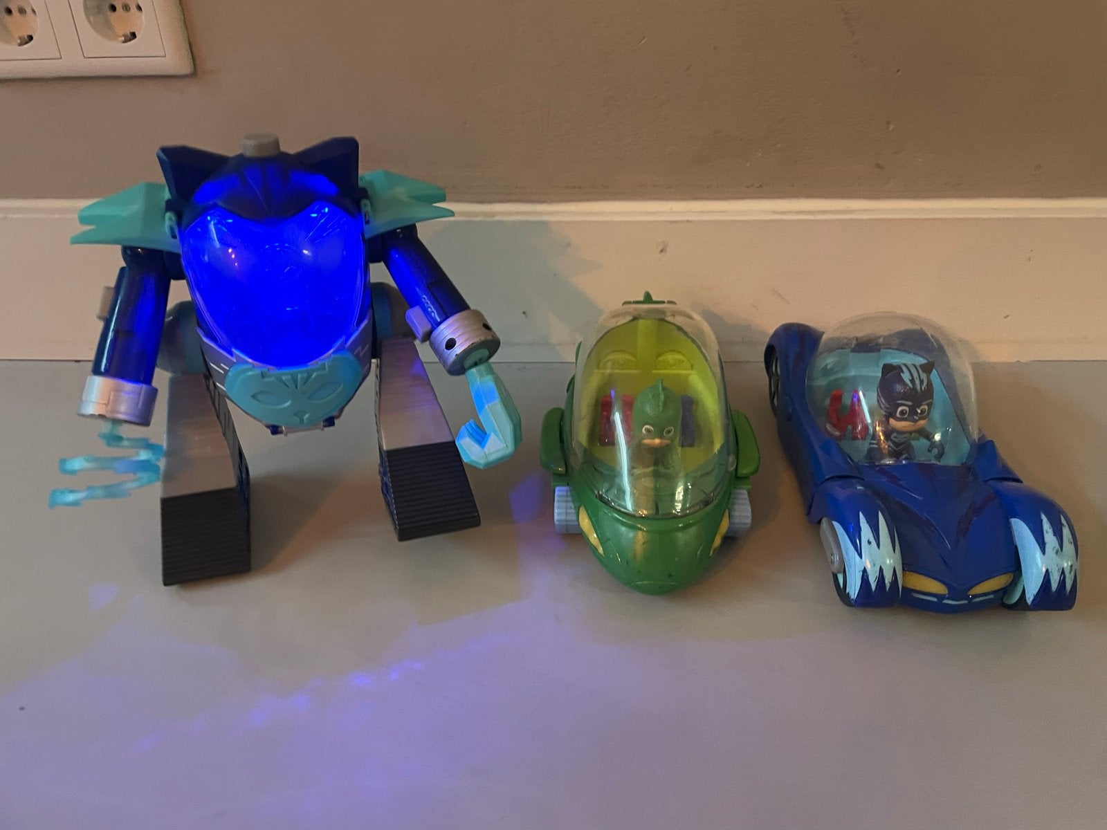 PJ Masks Catboy & Gekko Robot en Voertuigen met Licht/Geluid, Ophalen of Verzenden, Gebruikt