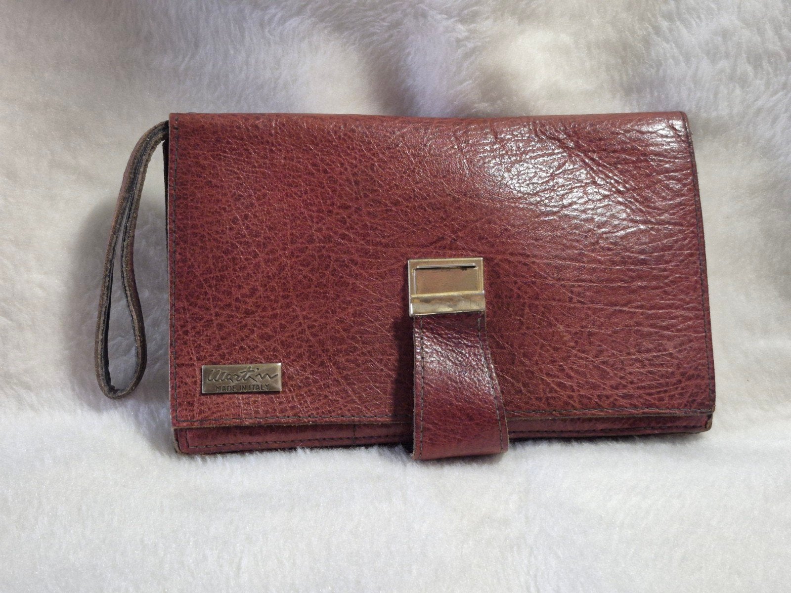 Vintage leren  tas handtas of clutch heren of dames, Ophalen of Verzenden, Gebruikt, Bruin, Handtas