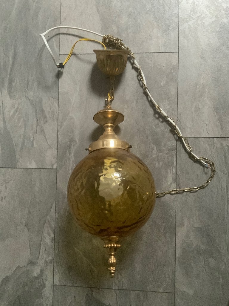 Vintage lamp bol glas, Ophalen of Verzenden, Gebruikt, Minder dan 50 cm