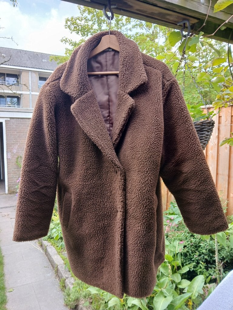 Bruine teddy zwangerschapsjas, Kleding | Dames, Positiekleding, Ophalen, Overige typen, Bruin, Maat 42/44 (L)