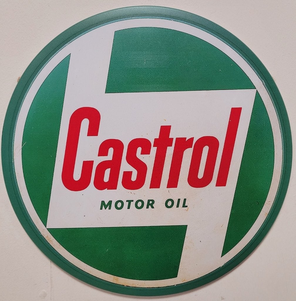Castrol Motor Oil rond reclamebord van metaal wandbord deco, Reclamebord, Info@deconoord.nl, Deco Noord, Nieuw
