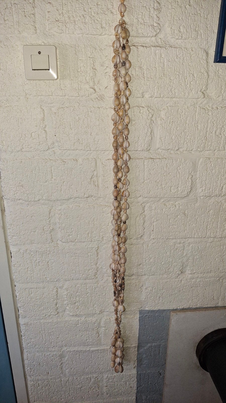 Vintage Boho Unieke plantenhanger van schelpen - 95 cm lang, Beige, Boho, Ophalen of Verzenden, Zo goed als nieuw