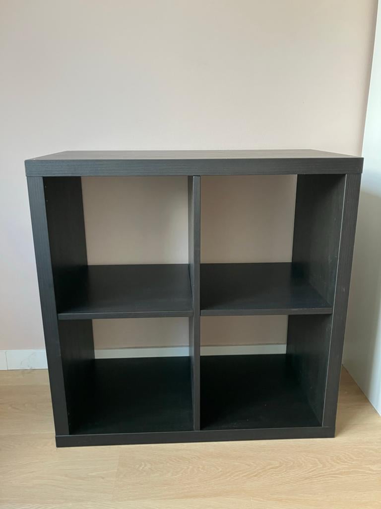 IKEA Kallax kast zwartbruin 77x77 cm, Ophalen, Met plank(en), Gebruikt, 50 tot 100 cm