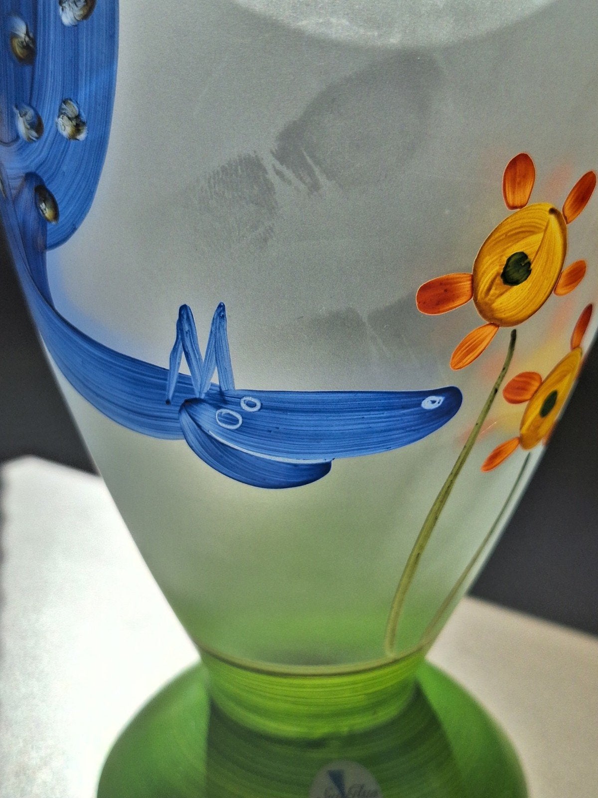Lena Engman-Sea Glasbruk-glazen vaas-gesigneerd, Antiek en Kunst, Ophalen of Verzenden