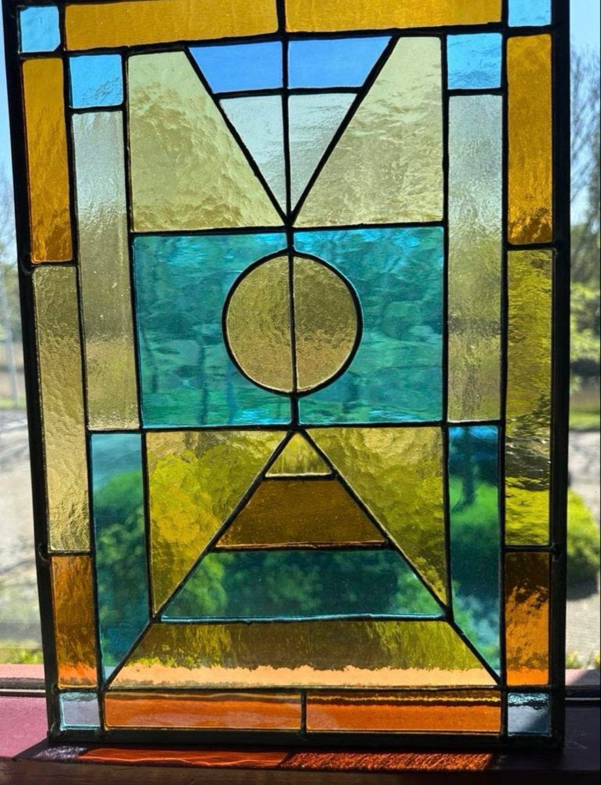 Prachtig  Glas in lood  Paneel - Geometrisch, Antiek en Kunst, Ophalen of Verzenden