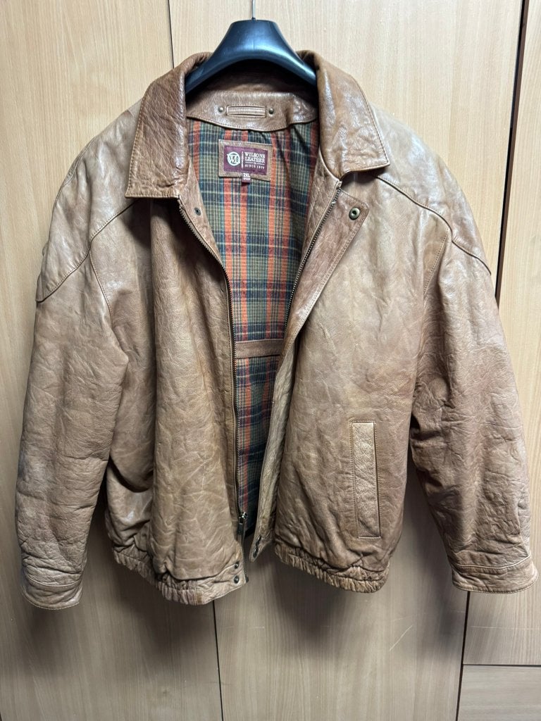 Vintage Wilsons leren jas heren - Maat 2XL, Kleding | Heren, Jassen | Winter, Ophalen of Verzenden, Gedragen, Overige maten, Bruin