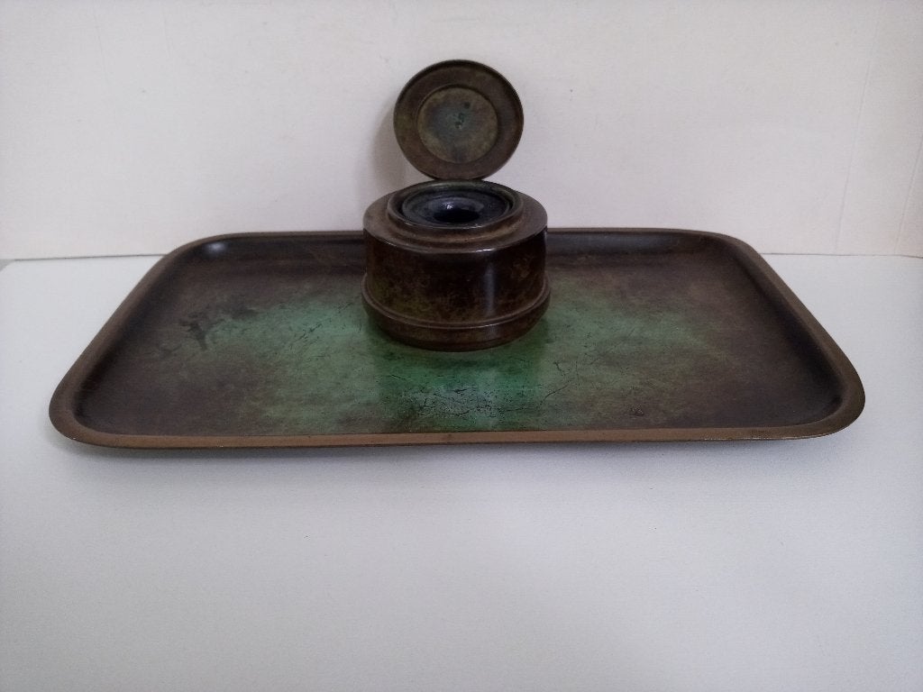 Art Deco Just Andersen brons inktstel glas pot inkwell, Ophalen of Verzenden