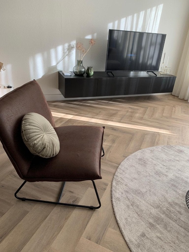 Bruine fauteuil, Ophalen, Zo goed als nieuw, Minder dan 75 cm, 75 tot 100 cm