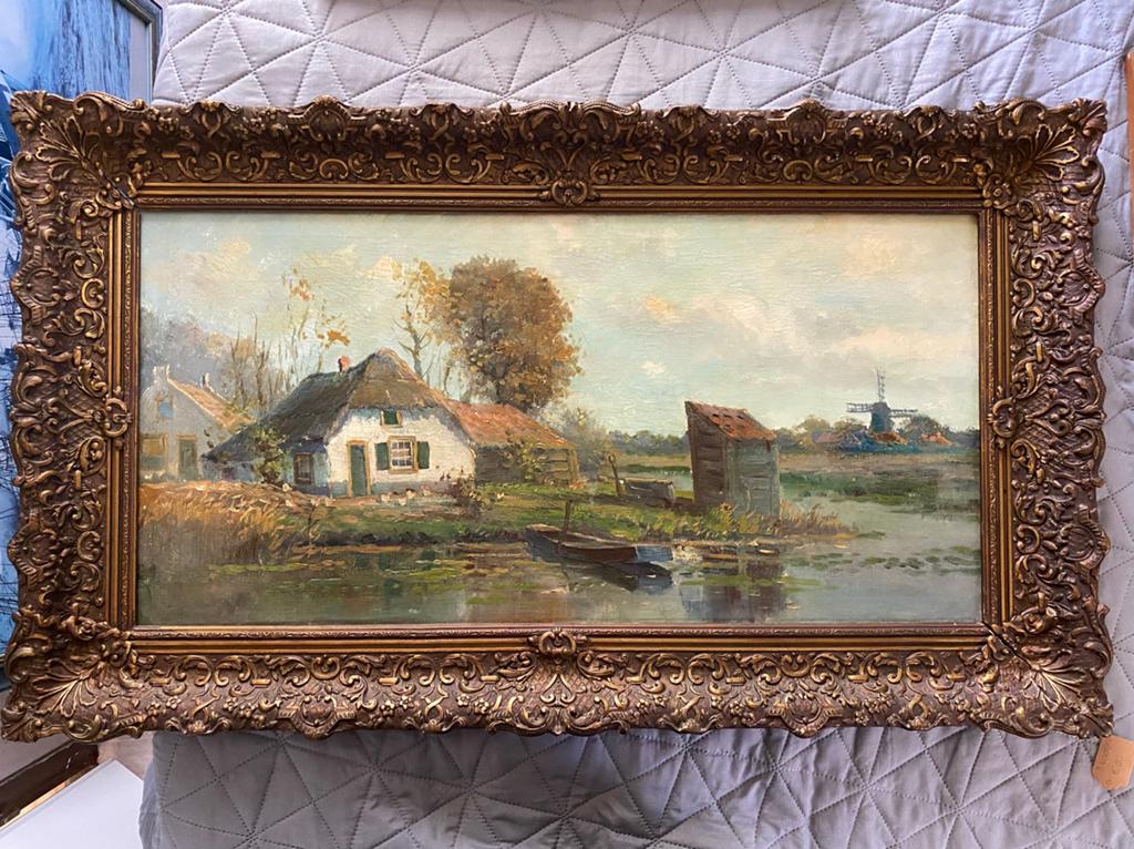 Olieverf schilderij met prachtige houten barok  lijst, Ophalen