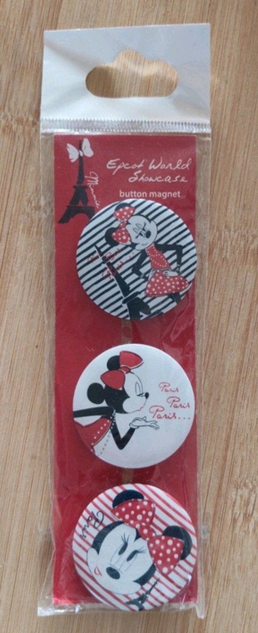 Epcot World Showcase Minnie Mouse button-magneten, Ophalen of Verzenden, Overige figuren, Nieuw