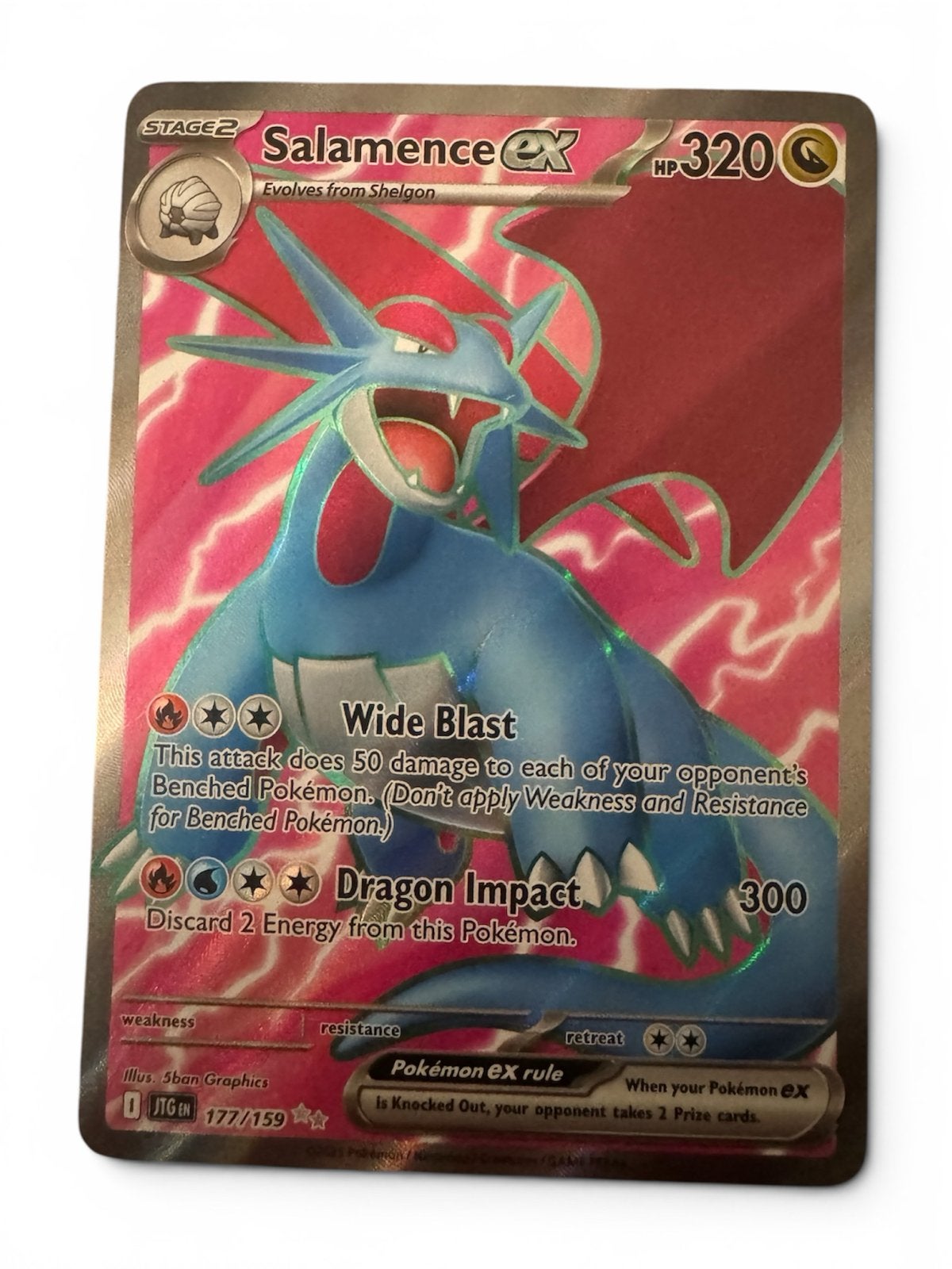 Pokémon Salamence EX 177/159 Full Art Kaart, Ophalen of Verzenden, Zo goed als nieuw, Losse kaart, Foil