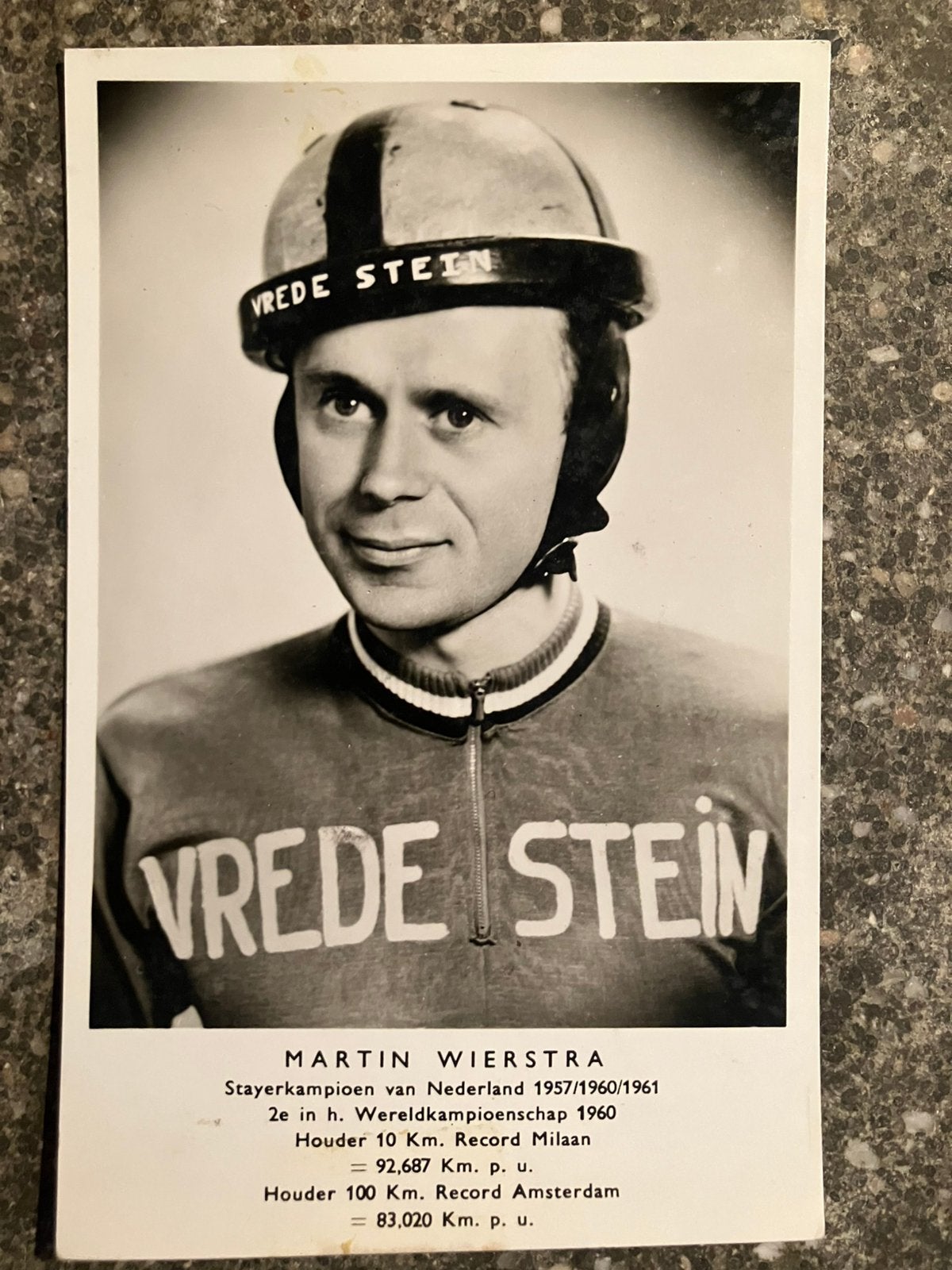 Martin Wierstra - Vredestein - kaart wielrennen / stayer, Ophalen of Verzenden, Zo goed als nieuw, Overige sporten, Spelerskaart