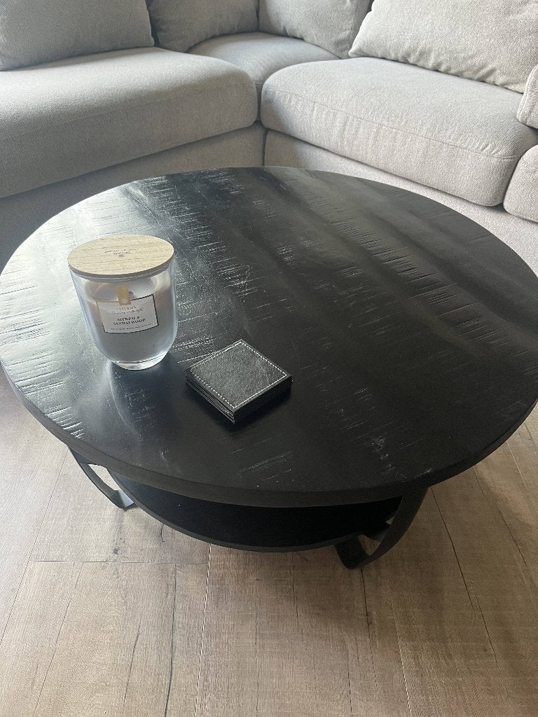 Loods 5 Cilamon salontafel 90 cm zwart | Industriële design, 50 tot 100 cm, Rond, 50 tot 100 cm, 5 – 50