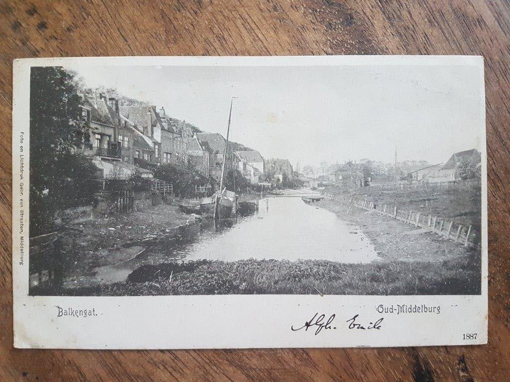 Ansichtkaart Oud-Middelburg Balkengat, Ophalen of Verzenden, Voor 1920, Gelopen, Zeeland