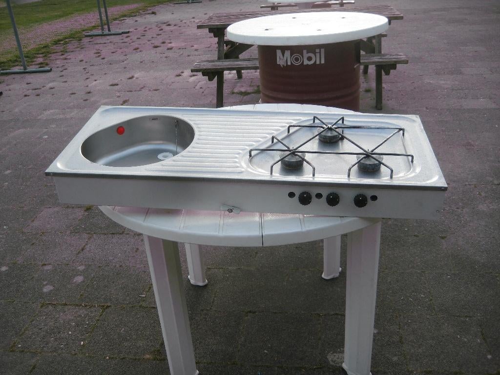 te koop 3 pits inbouwgasstel met spoelbak, Caravans en Kamperen, Camper-accessoires, Ophalen, Gebruikt