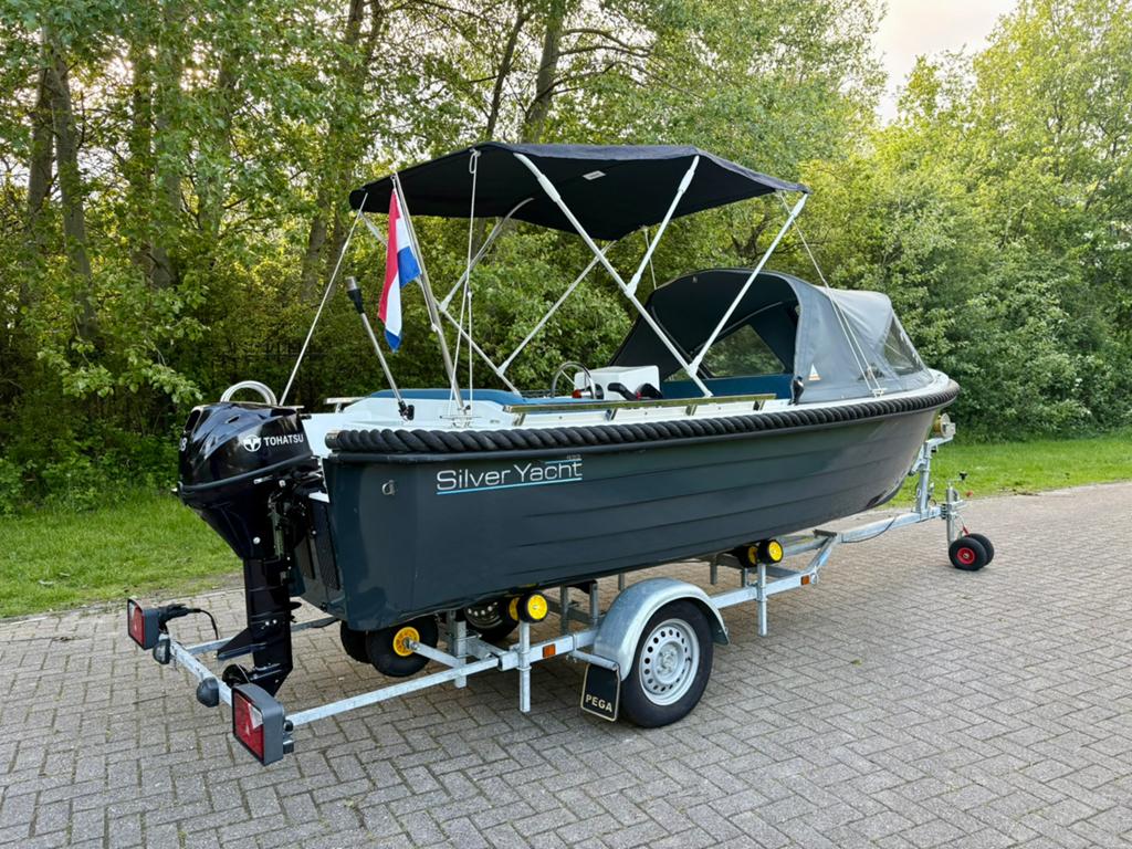 ‼️ Nieuwstaat ‼️ Sloep “Silveryacht 495”, Zonnedek Bimini, Ophalen of Verzenden, Zo goed als nieuw
