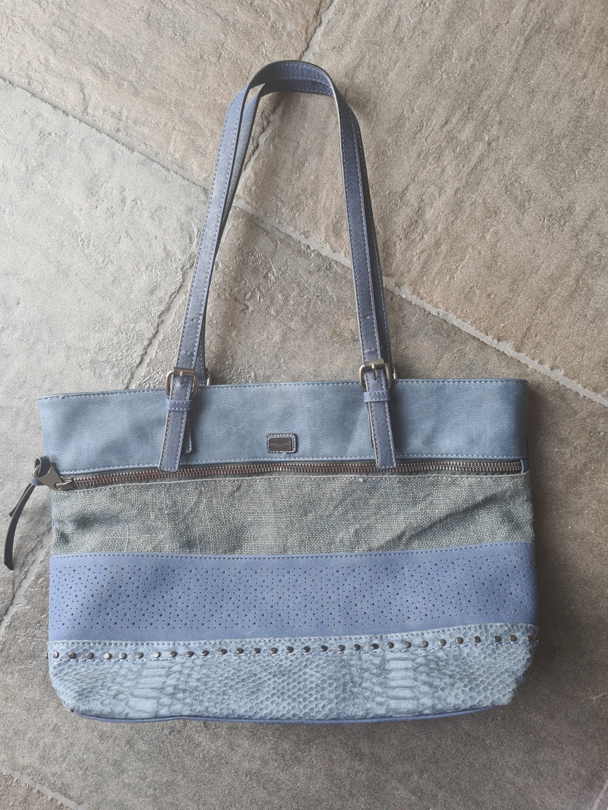 Stijlvolle blauwe shopper met unieke details, Ophalen of Verzenden, Zo goed als nieuw, Blauw, Shopper