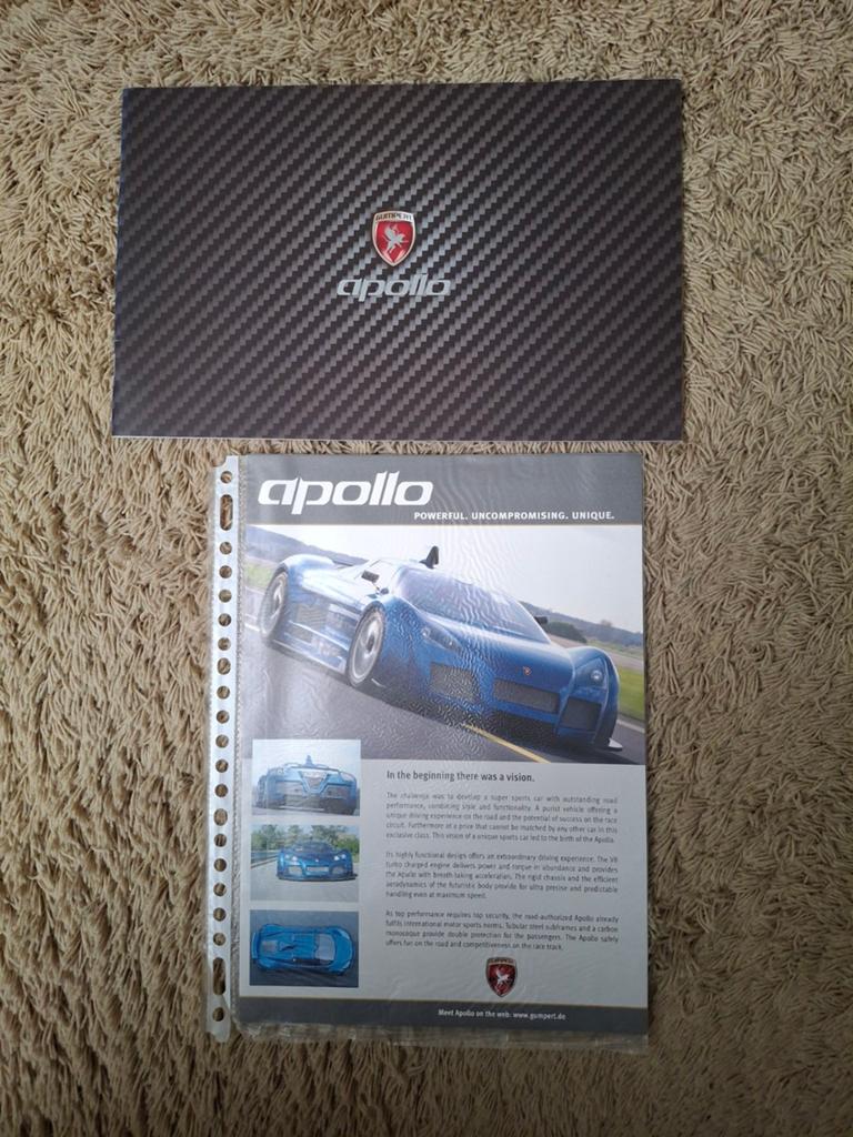 Autofolder + leaflet Gumpert Apollo, Verzenden, Zo goed als nieuw, Overige merken