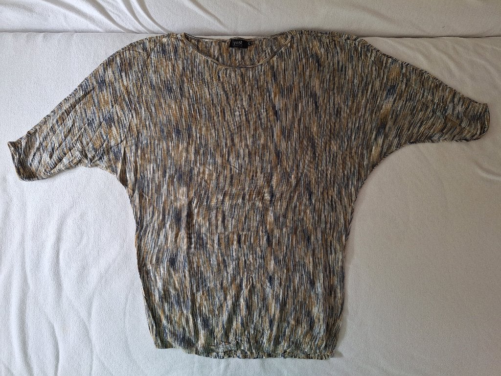 blauw met groene Longsleeve yest 42, Kleding | Dames, Blauw, Maat 42/44 (L), Ophalen of Verzenden, Zo goed als nieuw