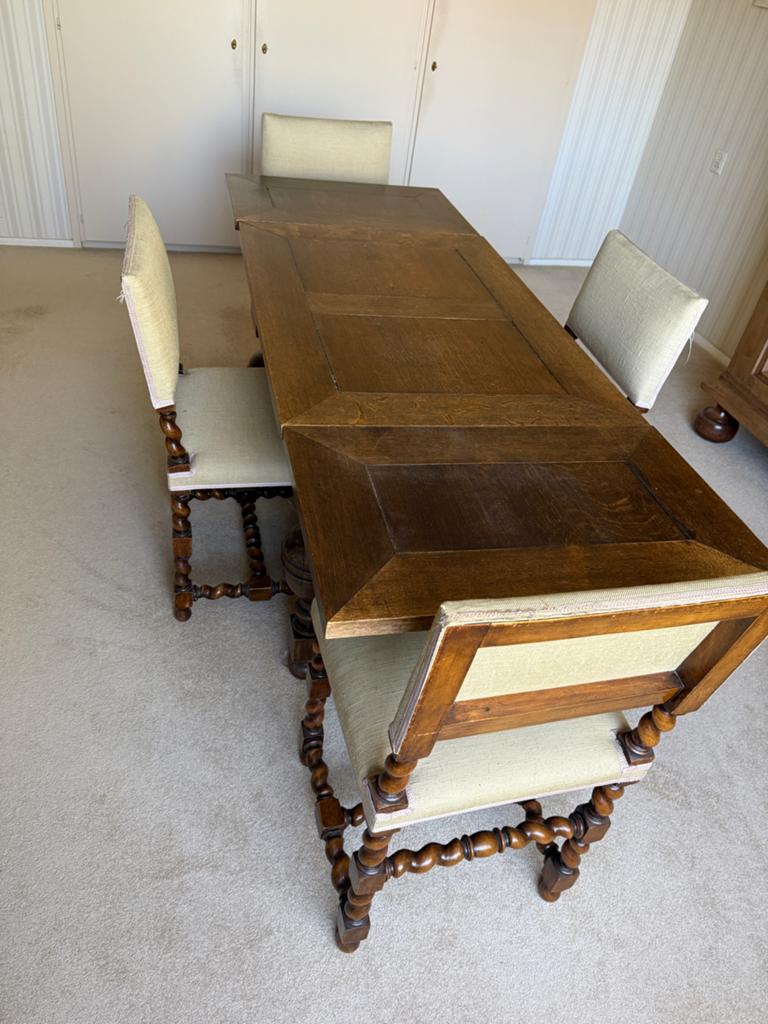 Antieke Mechelse Bolpoot Tafel met 4 Stoelen - Massief Eiken, Ophalen