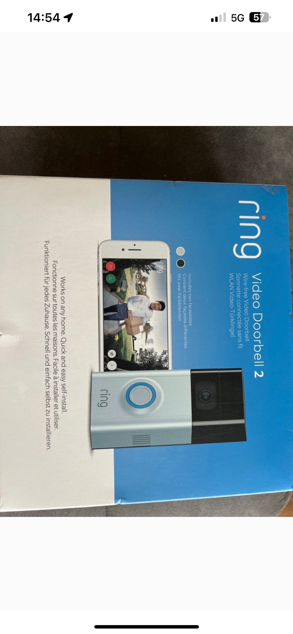 Ring Video Doorbell 2 - Draadloze Video Deurbel, Ophalen, Bewegingsdetectiesensor, Nieuw, Draadloos