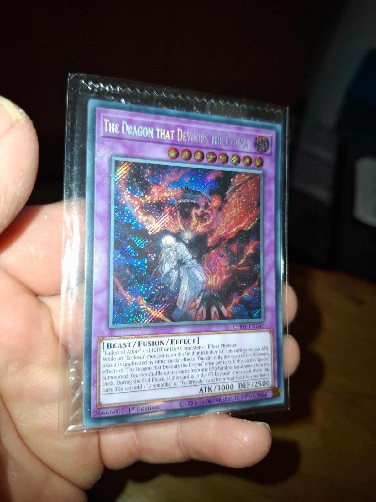 Yu-Gi-Oh! The Dragon That Devours The Dogma CHO1 Secret Rare, Ophalen of Verzenden, Nieuw, Losse kaart, Foil