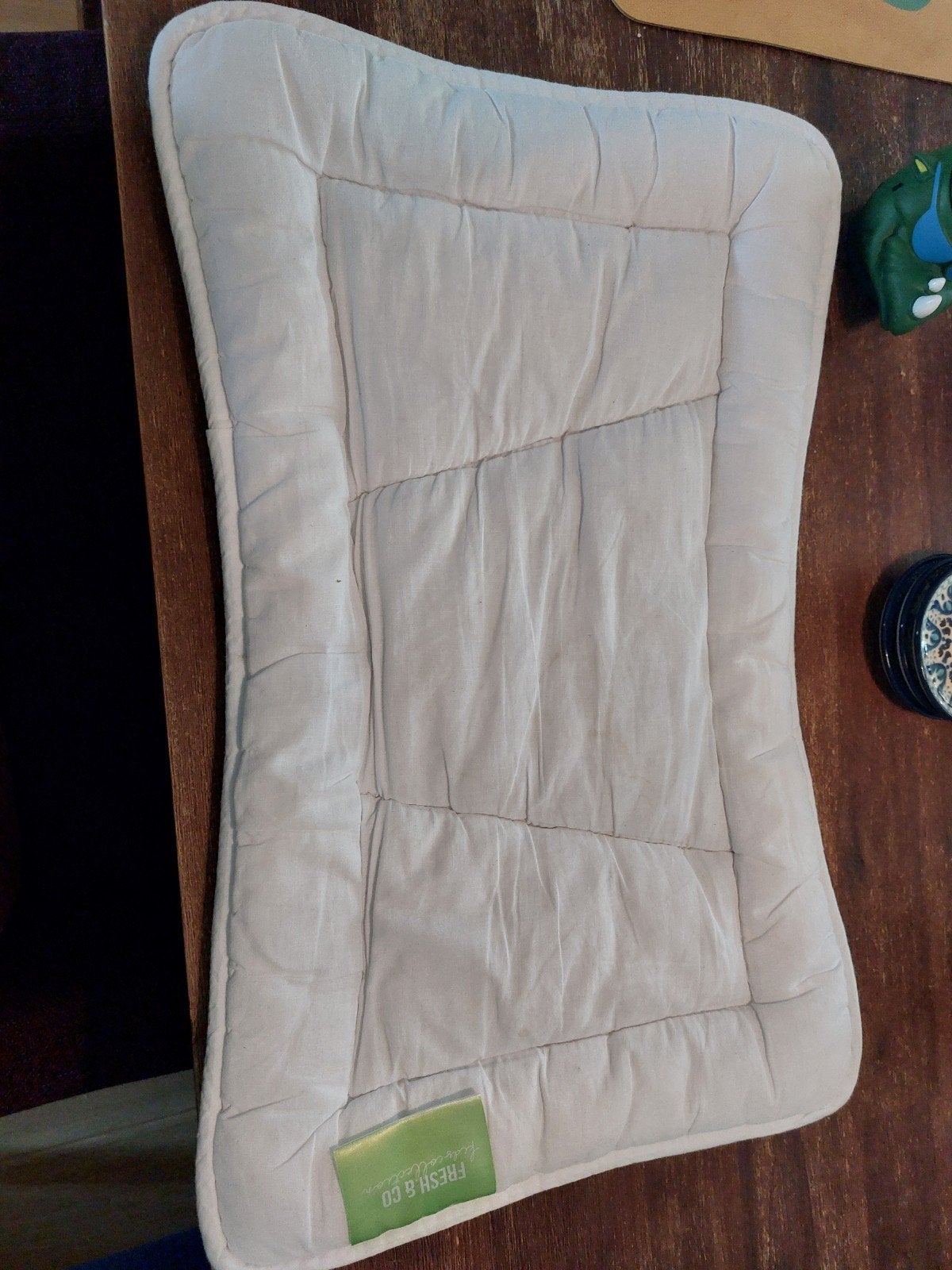 Plat kinderkussen mix bamboe, katoen en polyester, Ophalen of Verzenden, Wit, Jongetje of Meisje, Kussen
