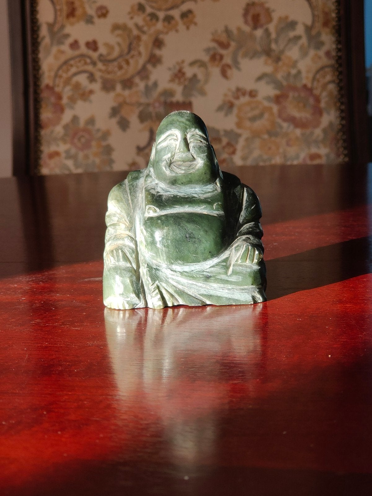 Vintage Massief Nefriet Jade Lachende Boeddha (323g), Ophalen of Verzenden