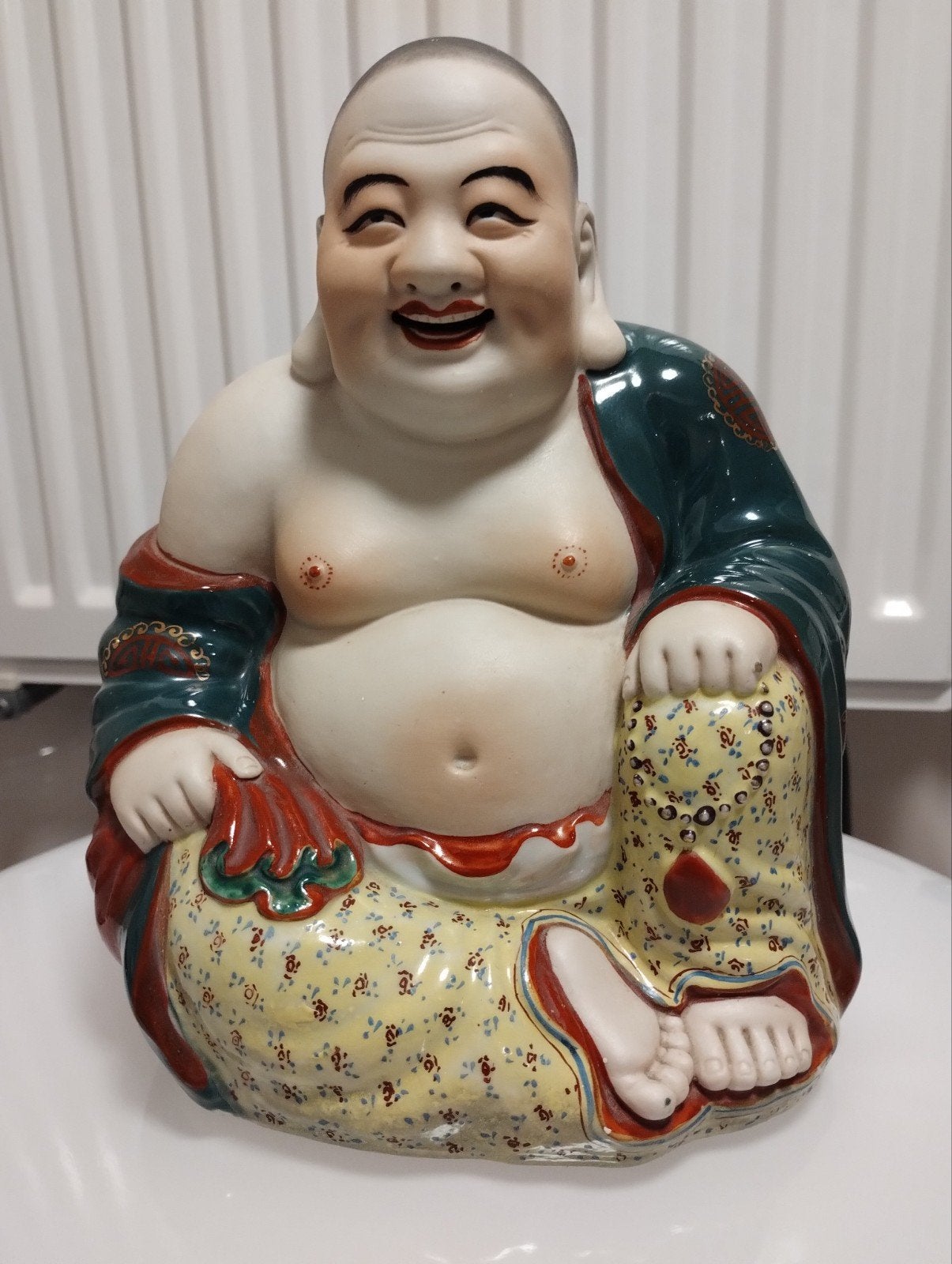 Oud chinees (1920-1940) bisque porseleinen happy Buddha, Antiek en Kunst, Ophalen of Verzenden