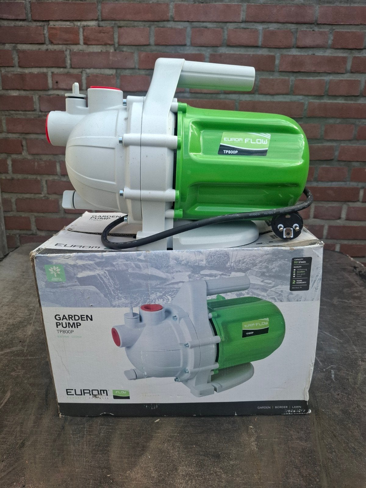 Eurom Garden Pump TP800P - 800W, 53 l/min, Ophalen, Nieuw, Elektrisch, Beregeningspomp