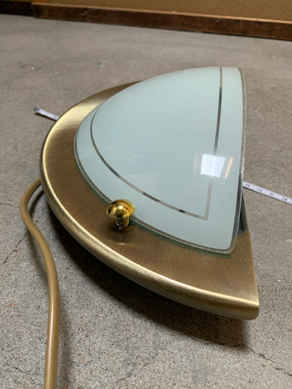 Vintage wandlamp messing met melkglas, Ophalen, Gebruikt, Glas, Klassiek