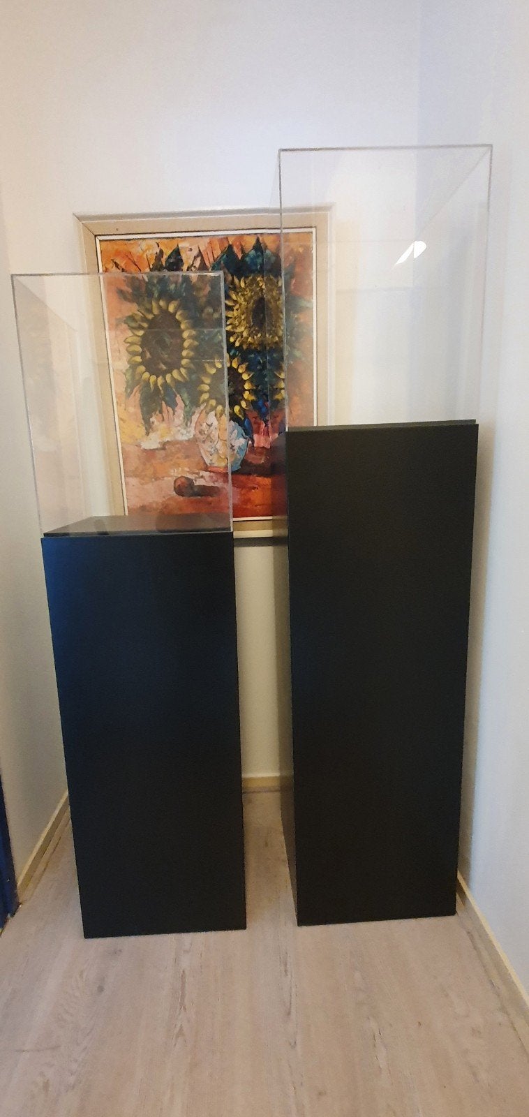 MDF zuil/sokkel zwart zijdeglans met plexiglazen kap, Ophalen of Verzenden, Nieuw