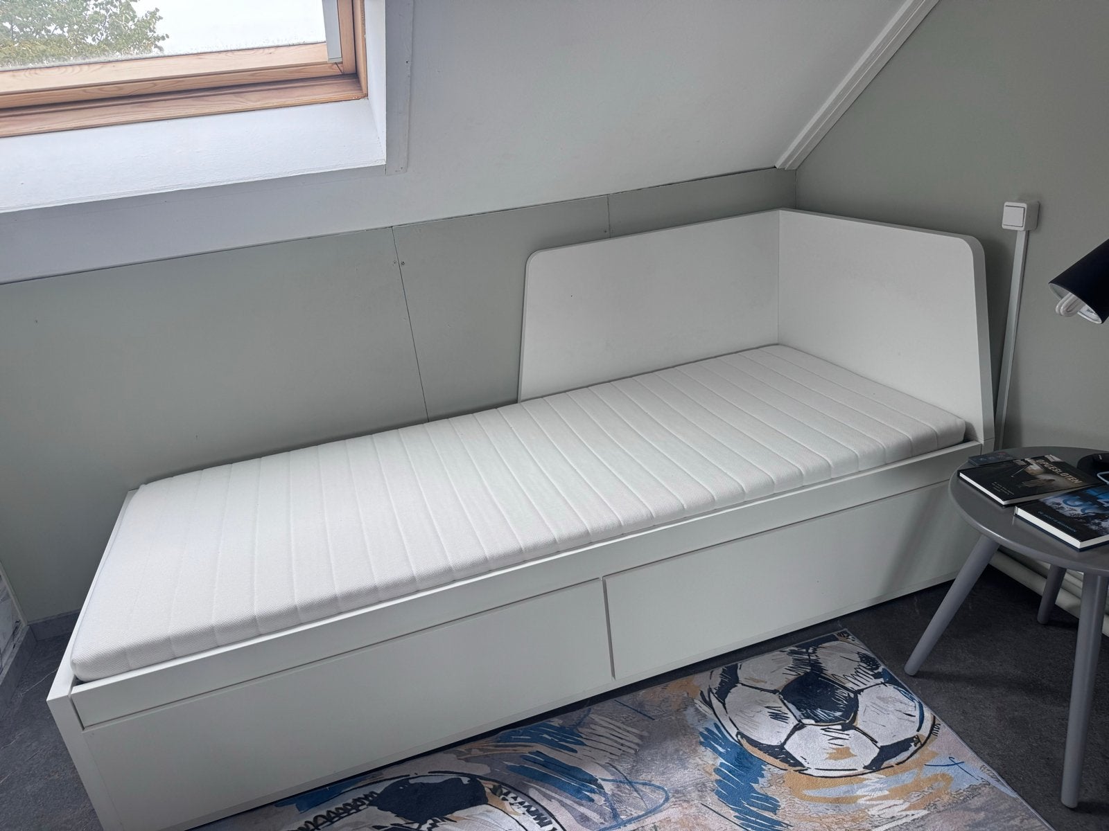 IKEA Flekke bedbank met 2 lades, Ophalen, Eenpersoons, Wit, 80 cm