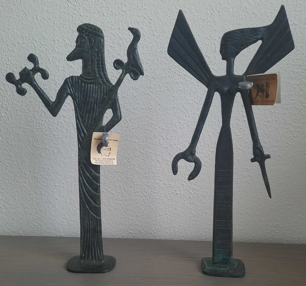 2 bronzen beelden van de goden Zeus en Nike, Antiek en Kunst, Overige onderwerpen, Handgemaakt, Ophalen of Verzenden, Brons