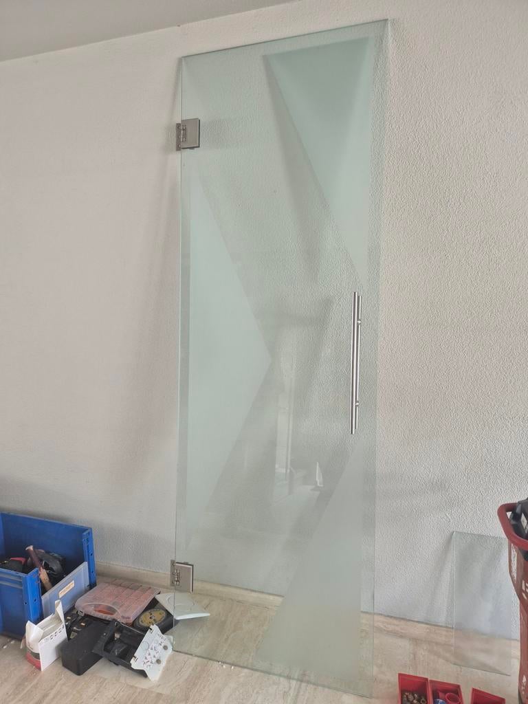 Glazen binnendeur 239x80 cm - Draaibaar, Doe-het-zelf en Verbouw, Deuren en Horren, Ophalen, Gebruikt, 80 tot 100 cm, 215 cm of meer