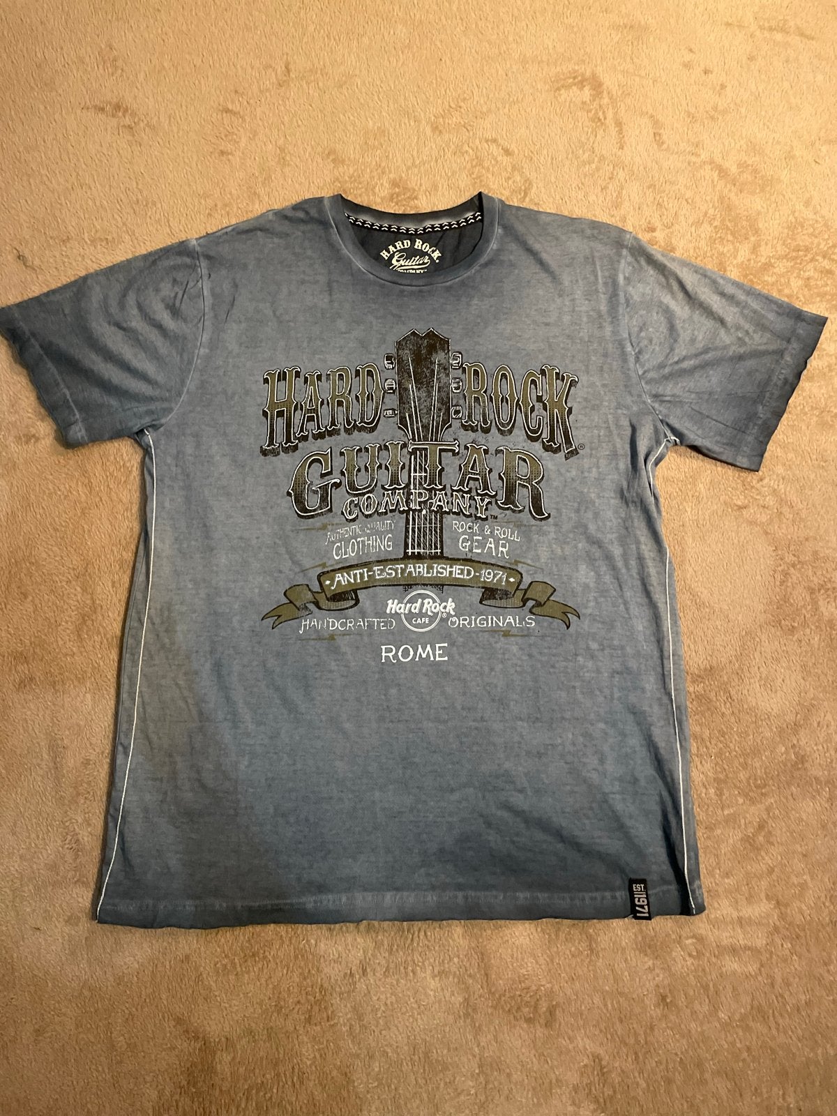 Hard Rock Cafe Rome T-shirt - Maat XL, Ophalen of Verzenden, Gedragen, Maat 56/58 (XL), Blauw