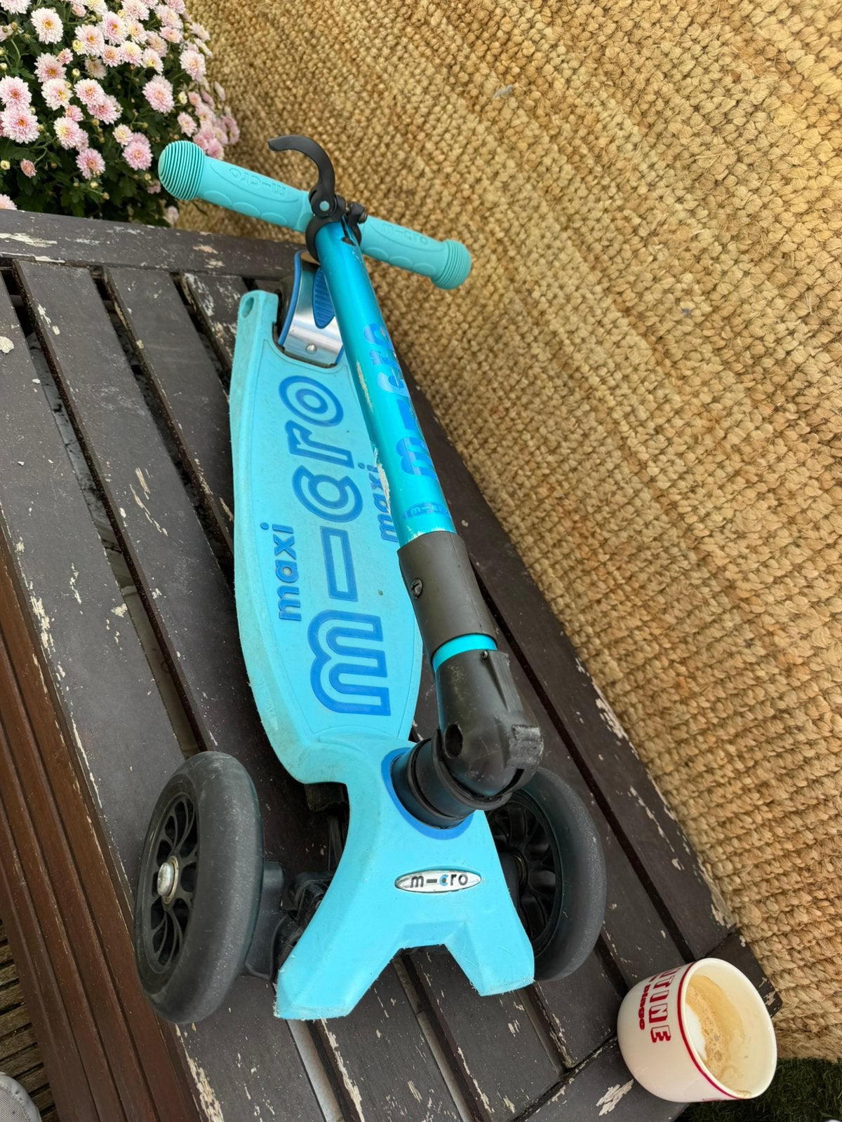 Micro Maxi Deluxe step - inklapbaar - aqua blauw, Ophalen of Verzenden, Gebruikt, Gewone step, Micro