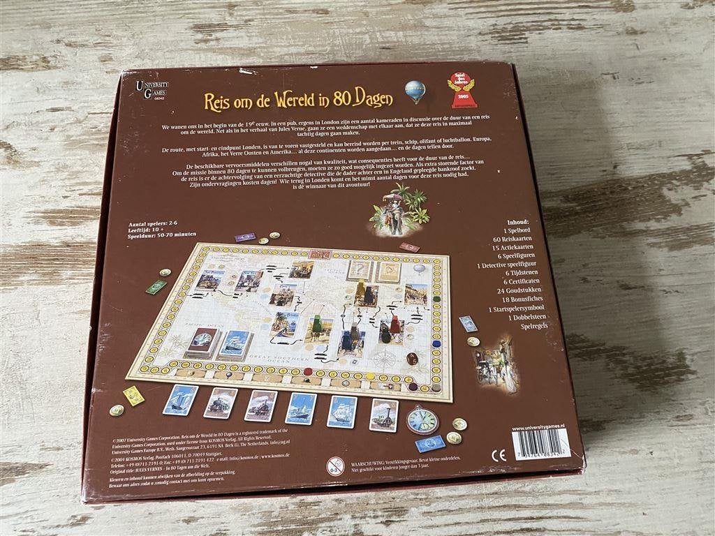 Reis om de wereld in 80 dagen vierkante versie [s143], Hobby en Vrije tijd, Gezelschapsspellen | Bordspellen, Verzenden, Zo goed als nieuw