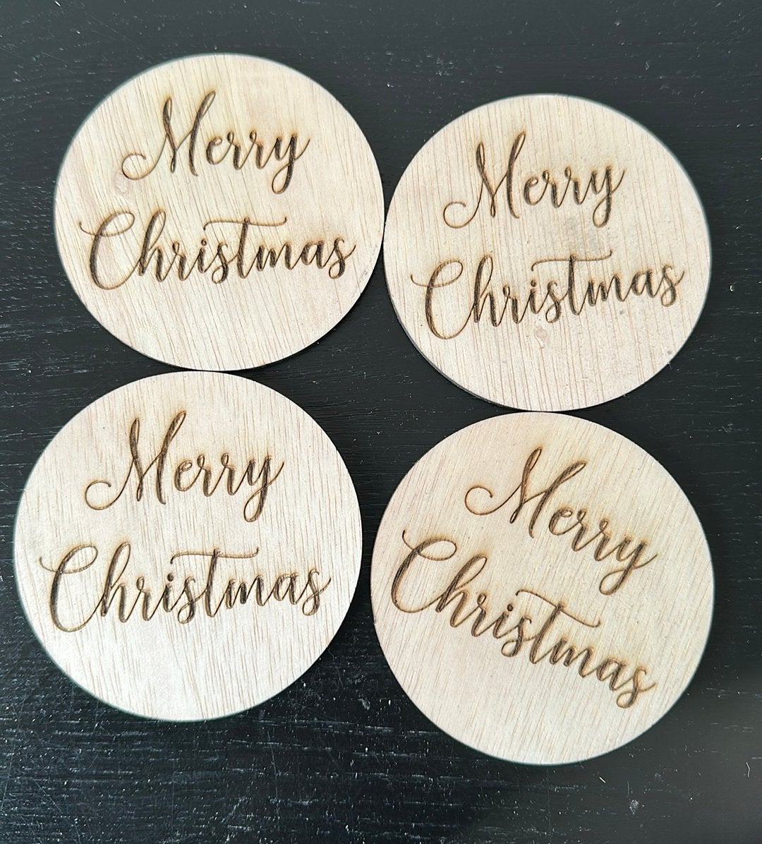 Set van 4 houten onderzetters, Handgemaakt, Hout, Glasonderzetter, Nieuw