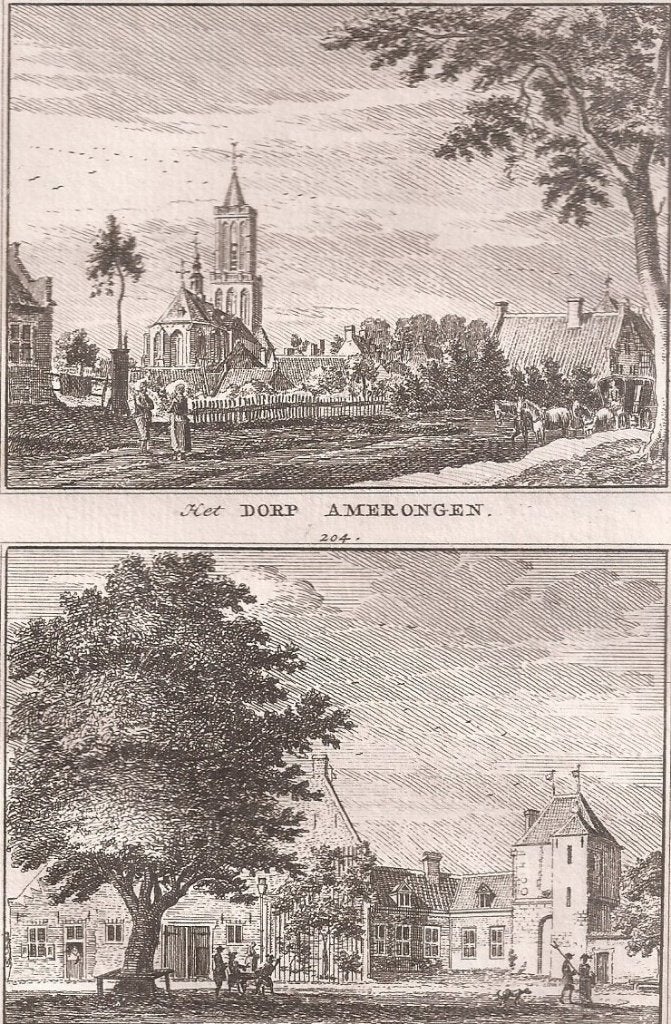 Het Dorp Amerongen en De Ridder-Hofstad Natewisch Fraai, Met tekst, Stadsgezicht, Ophalen of Verzenden, Gravure