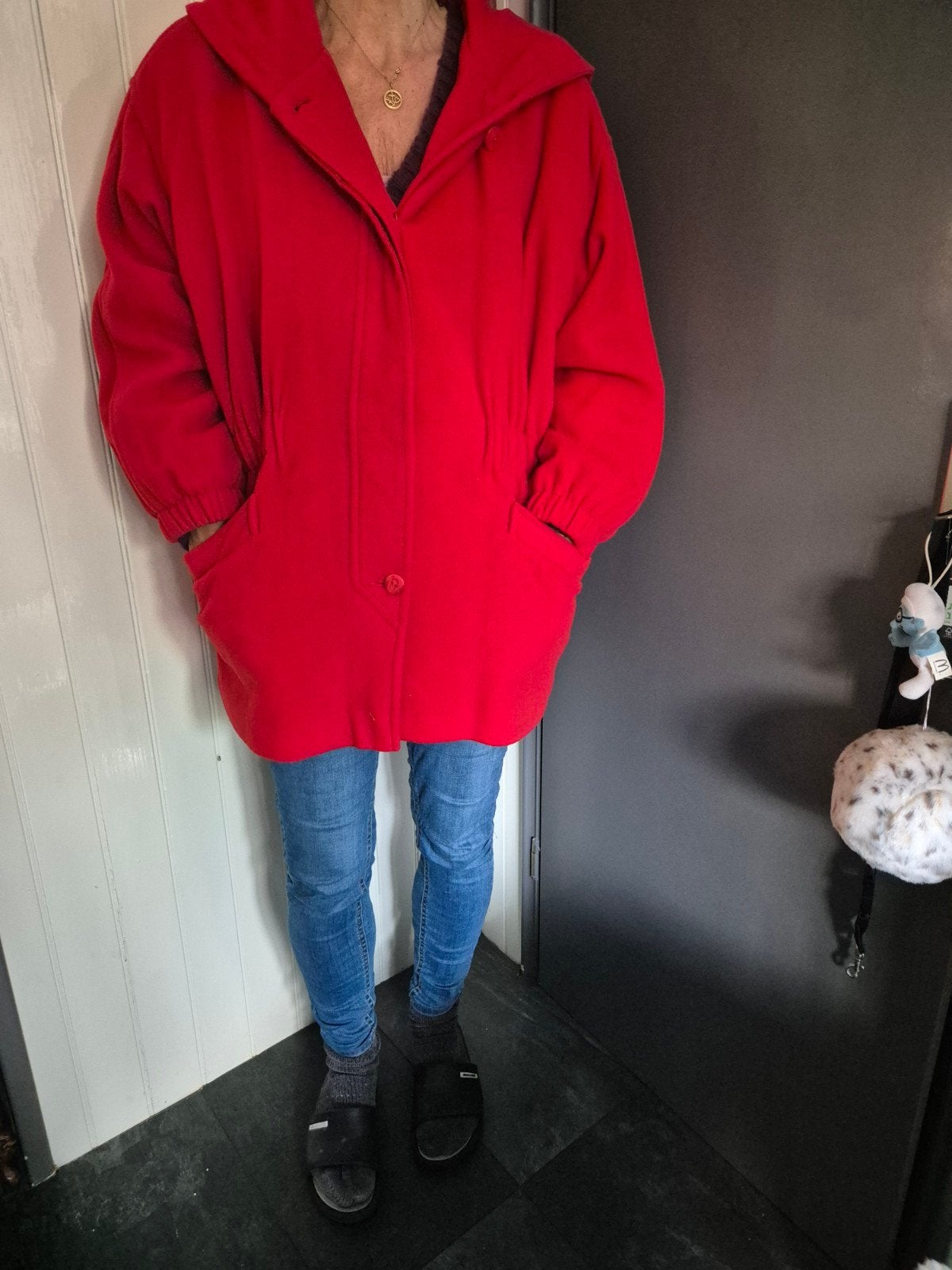 Vintage rode jas, Kleding | Dames, Jassen | Winter, Ophalen of Verzenden, Zo goed als nieuw, Rood