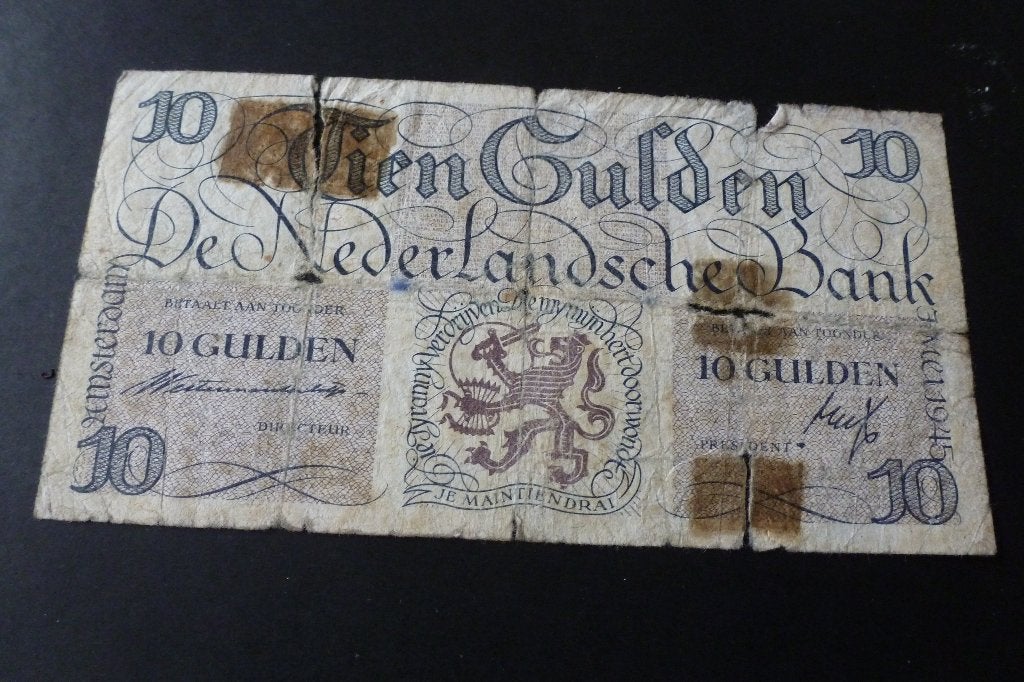 Bankbiljet- zeldzaam oude 10 gulden Lieftinck 1945 serie 2AA, Ophalen of Verzenden, 10 gulden, Los biljet