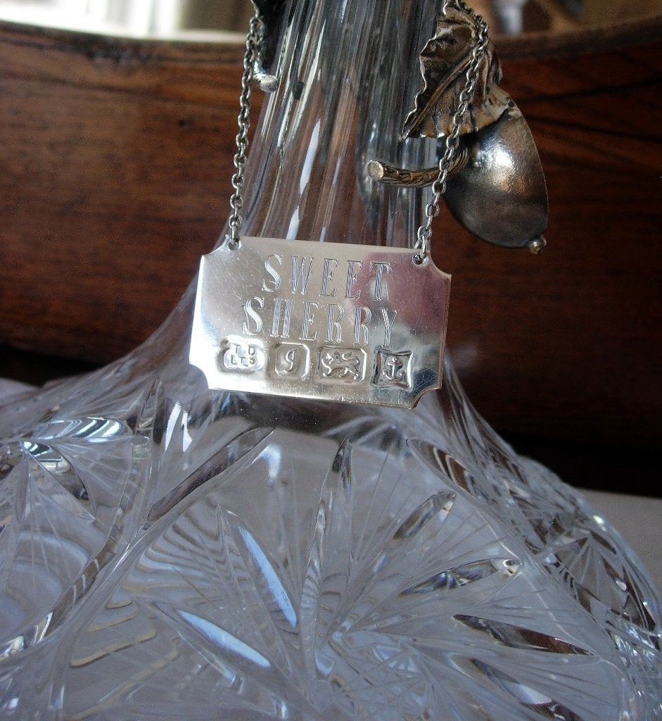 Zilver Engels Zilveren Fles- of Karaf Etiket - SWEET SHERRY, Ophalen of Verzenden, Zilver