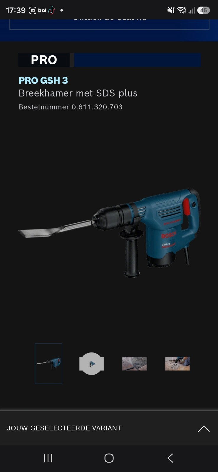 Breekhamer bosch gsh 3 e proffesional, Ophalen of Verzenden, Nieuw, 600 watt of meer, Boor- en/of Breekhamer