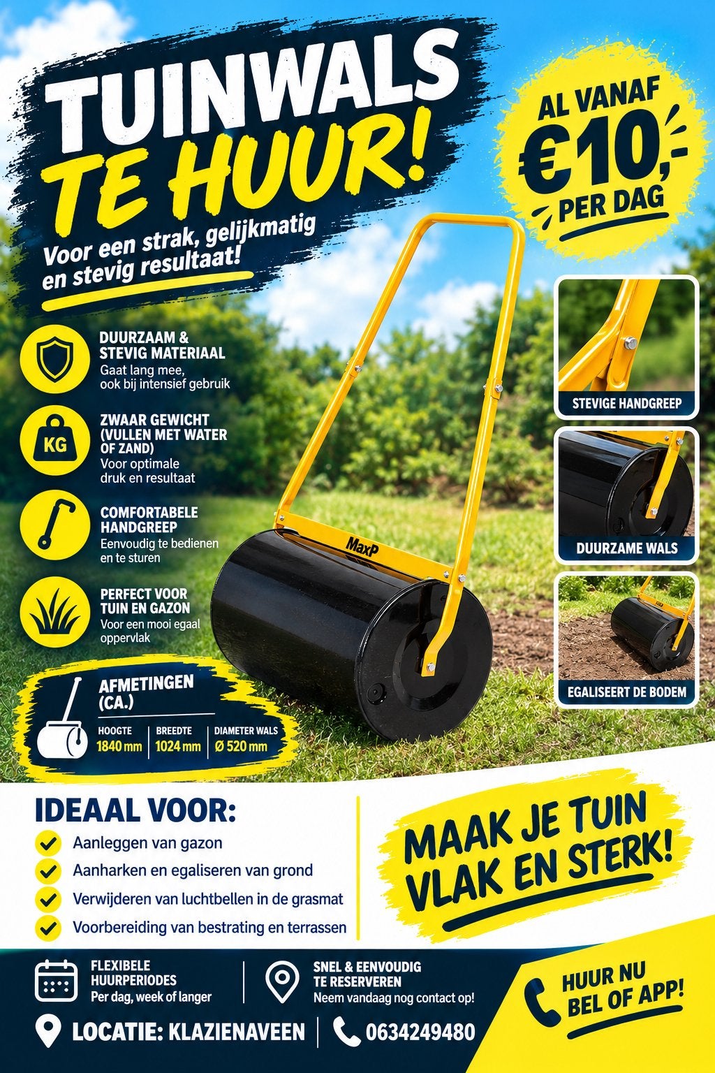 Gazonwals te huur, Ophalen, Zo goed als nieuw