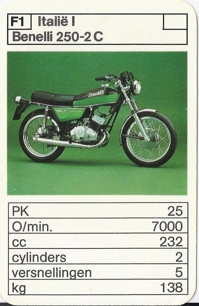 F1 motorkaartje benelli 250 -2c, Ophalen of Verzenden, Zo goed als nieuw, Motoren